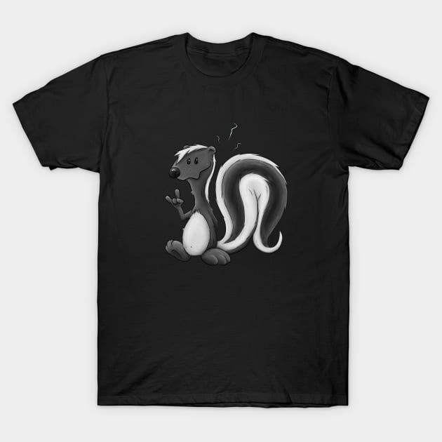 Funny Smelly Cute Cartoon Skunk Illustration T-Shirt by SkizzenMonster